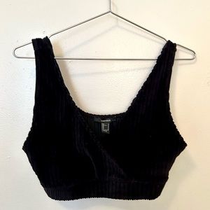 FOREVER 21 Black Velour Cordouroy Sports Bra Crop Top